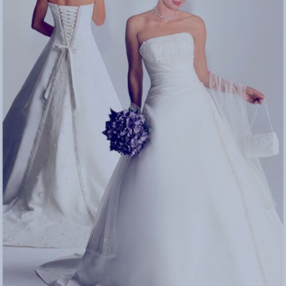 Maggie Sottero Couture A-Line Back Lace-Up White Wedding Dress - Picture 1 of 17